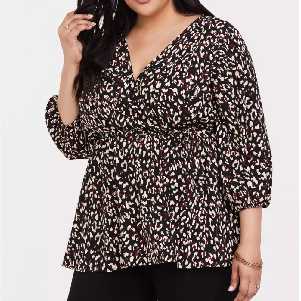 GUC Torrid Black Leopard Georgette Blouse
